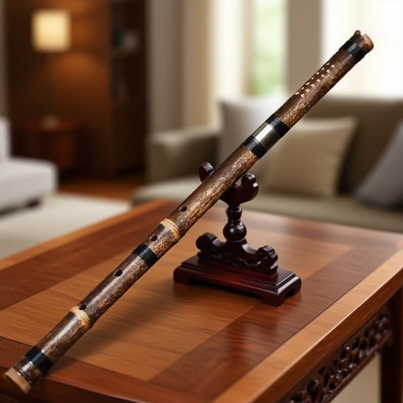 Sutla Shakuhachi 54cm Vertical Flute D Key Shakuhachi 5 Holes Bamboo Flute Woodwind Instrument (Classic) - Image 2